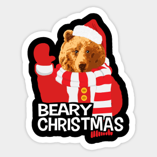 Beary Christmas Funny Santa Claus Bear Sticker